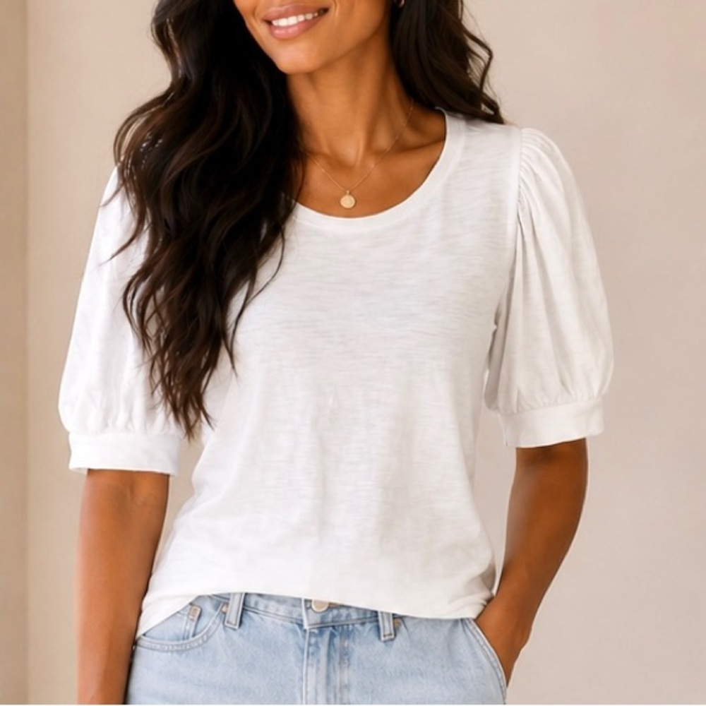 Chico's White Puff Sleeve Tee